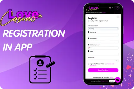 Registration in Love Casino Original APP