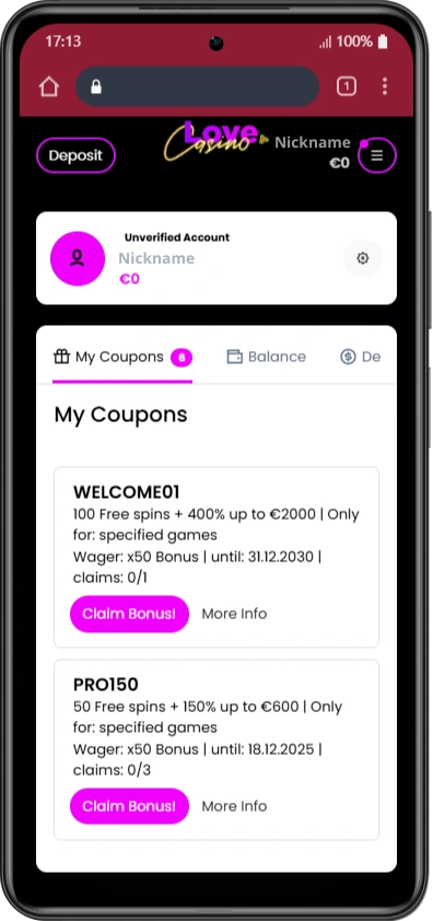 love casino promo code