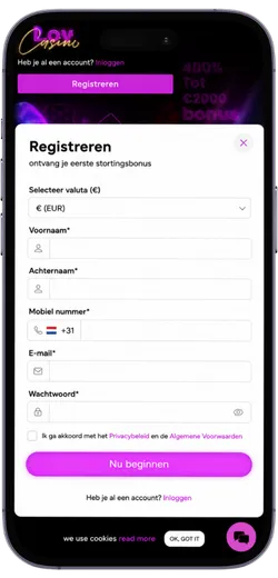 Love Casino account registreren